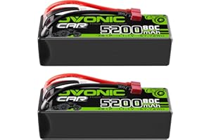 OVONIC Lipo Battery 11.1V 80C 5200mAh 3S Battery with Dean-Style T Plug Hardcase Battery for RC Car Boat Truck Helicopter Airplane Racing Models(2 Packs)