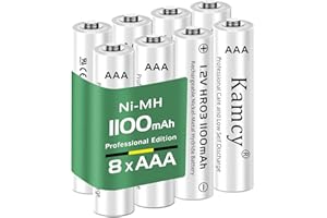 KAMCY AAA Battery Rechargeable – 1100mAh High-Capacity Triple A Batteries, Long-Lasting 1.2V Ni-MH Household Batteries, Low Self-Discharge, Pre-Charged – 8 Pack