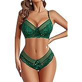 Avidlove Lingerie Set for Women Lace Bra and Panty Sets 2 Piece Lace Babydoll Outfits S-XXL