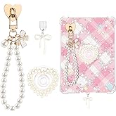 Draupnir Charm Chains Set for E-Reader, Including Butterfly Bow Dust Plug Charm USB Type C, Heart Grip Holder, Pearl Phone Keychain Bracelets Accessories for E-Reader/Phone/Paper White