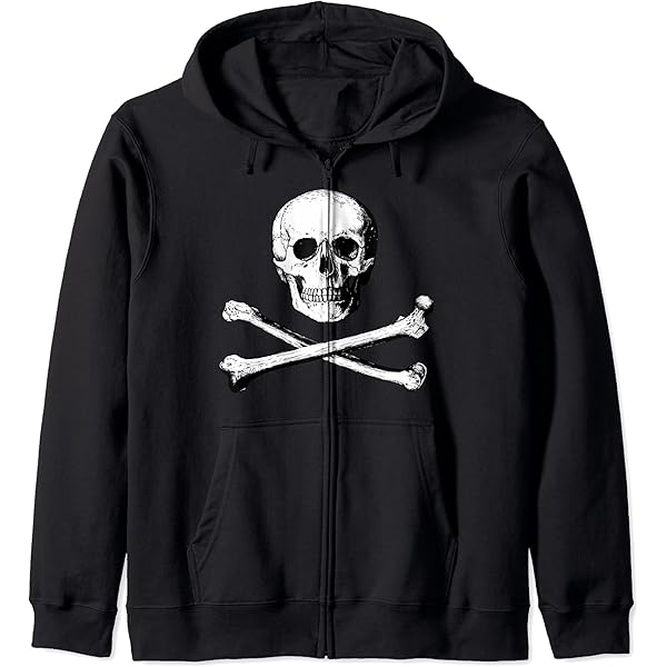Amazon.com: CLASSIC SKULL AND CROSSBONES Zip Hoodie