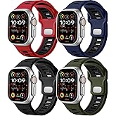 Odbeai 4 Pack Sport Bands Compatible with Apple Watch Ultra 2 3/Ultra Band,Compatible with Apple Watch Bands for Men 49mm 46mm 45mm 44mm 42mm,Silicone Strap for iWatch Bands Men Series SE 11 10 9 8-1