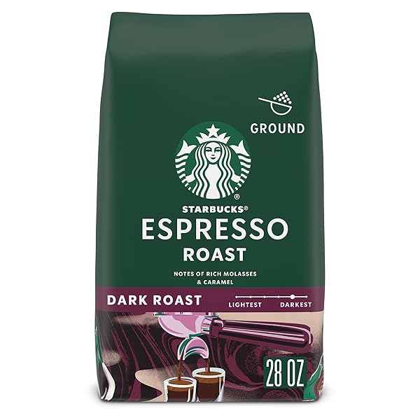 STARBUCKS GROUND COFFEE, DARK ROAST COFFEE, ESPRESSO ROAST, 100% ARABICA, 1 BAG (28 OZ)