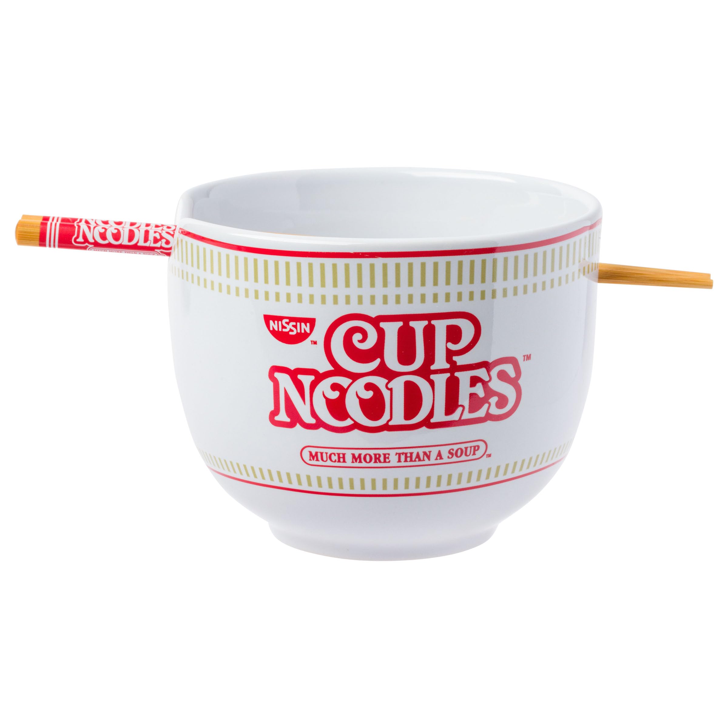 Photo 1 of Silver Buffalo Nissin Classic Cup Noodles Logo Much More than a Soup Ceramic Ramen Noodle Rice Bowl with Chopsticks, Microwave Safe, 20 Ounces