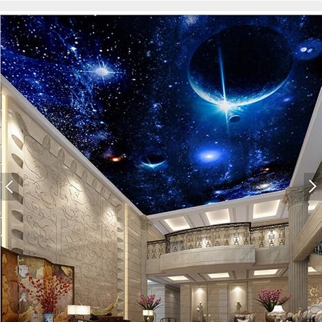 Meaosy Kundenspezifische Deckentapete, Fantasy-Weltstern 3D Für Die
