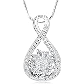 Sunflower Infinity Cremation Jewelry Urn Necklace for Ashes Stainless Steel Urn Pendant Ashes Holder Memorial Jewelry Keepsakes Gift for Loss of a Loved One