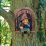 vomiceak Whimsical Fairy Garden Gnome Statue, Tree