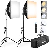RALENO Softbox Photography Lighting Kit, 2Pack 20"x20" Soft Box Light | 2500K-7500K &amp; 2.4G Remote LED Bulbs, 50W &amp; CRI&ge;97 Adjustable Studio Lights, Photography Lighting for Video Rcording Portraits