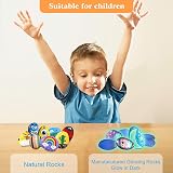 Lekebaby Rock Painting Kit Kids Arts and Crafts 6 natural rocks 6 glowing rocks view 4