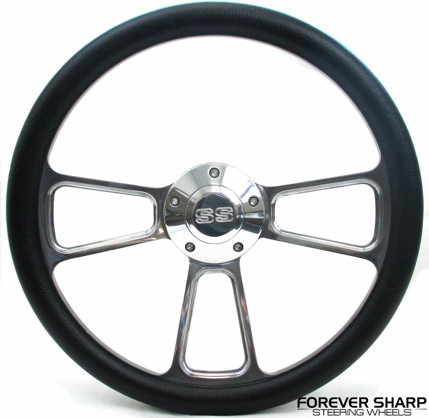 Amazon Com New World Motoring 14 Billet Aluminum Black Wrap Steering Wheel Set Chevy Impala Ss Nova 1964 66 Automotive