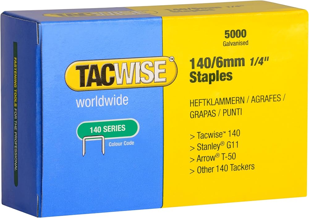 Tacwise 0340 140/6mm Galvanised Staples Pack of 5000 Heavy Duty
