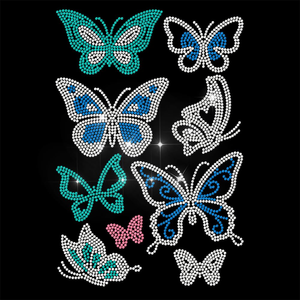 Photo 1 of ANATTASOUL Rhinestone Iron on Transfer Butterfly Bling Diamond Hotfix Patches for Clothes, Large Iron On Sequin Applique for Jeans Jacket Caps Bag T-Shirts Shoes DIY Decor