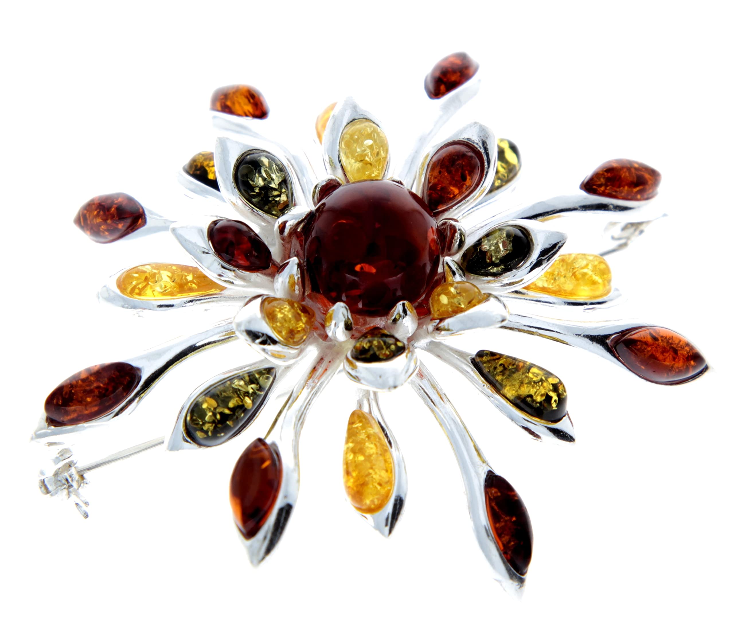 925 Sterling Silver & Baltic Amber Jewellery - Brooch 4056