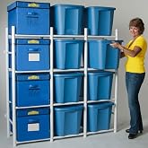 Bin Warehouse Storage Systems 12 Compact Shelving system for storing plastic bins, totes and tubs.