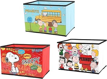 Amazon スヌーピー 収納ボックス ミニタオル セット ピーナッツ フタ付き フタなし キャラクター ストレージbox お片付けボックス 3色セットc フタなし ミニタオル スポーツ アウトドア