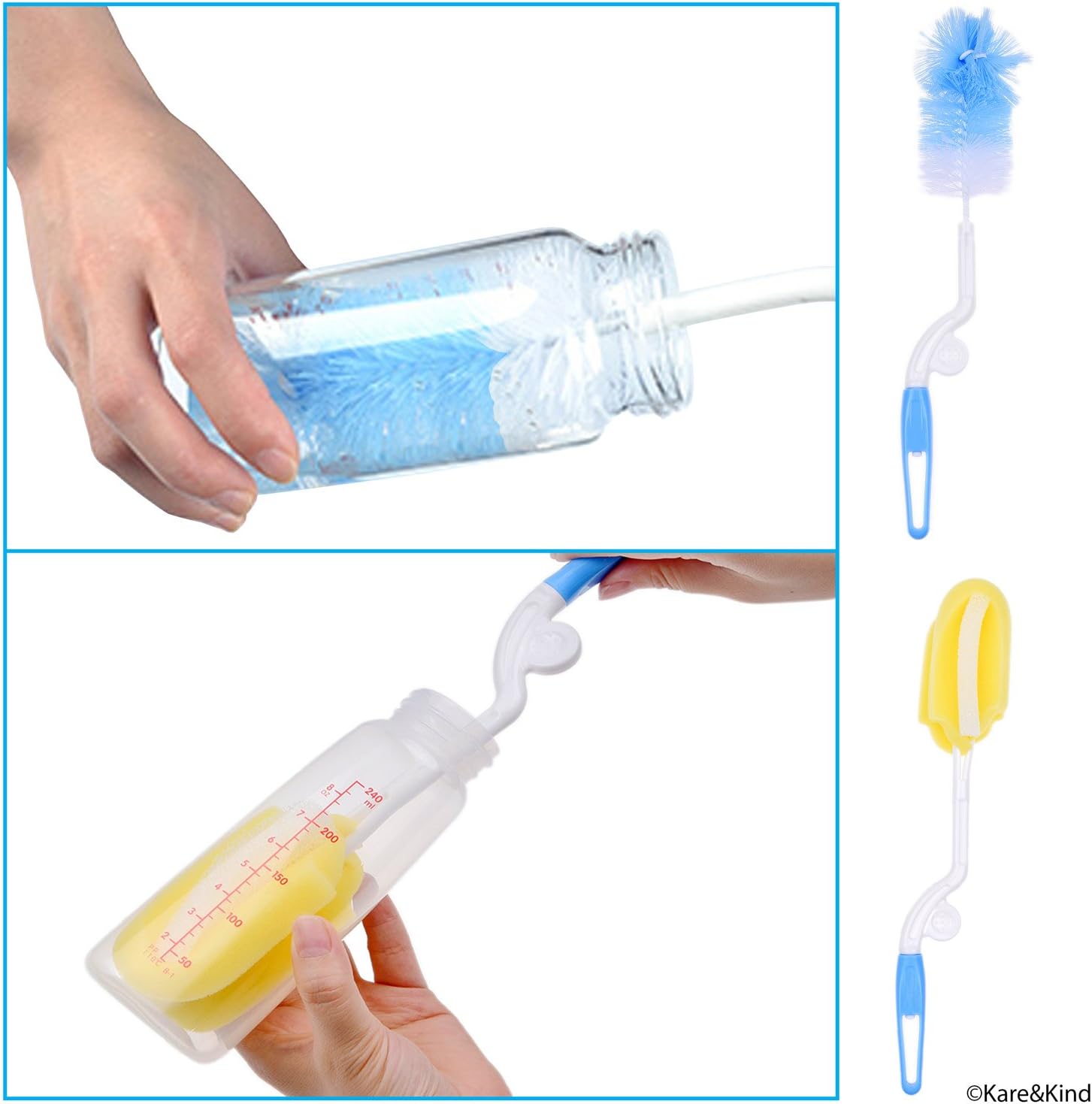 Baby Bottle Cleaning Kit, Set of 9 Cleaning Brushes for Cleaning Baby Milk/Water Bottles, Nipples, Caps, Straws, Tubes, etc - Image 4