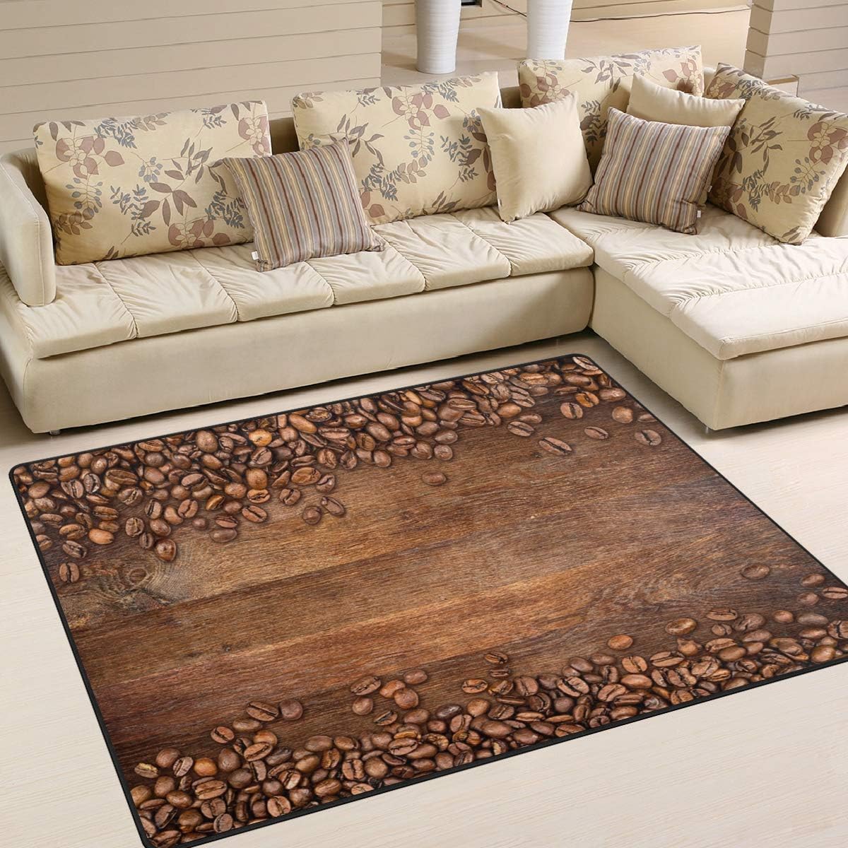 Amazon Com Dark Brown Coffee Bean Wooden Board Area Rug 7 X 5