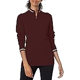 Cutter & Buck Women's Soft Cotton Lakemont Tipped Half Zip Pullover Sweater