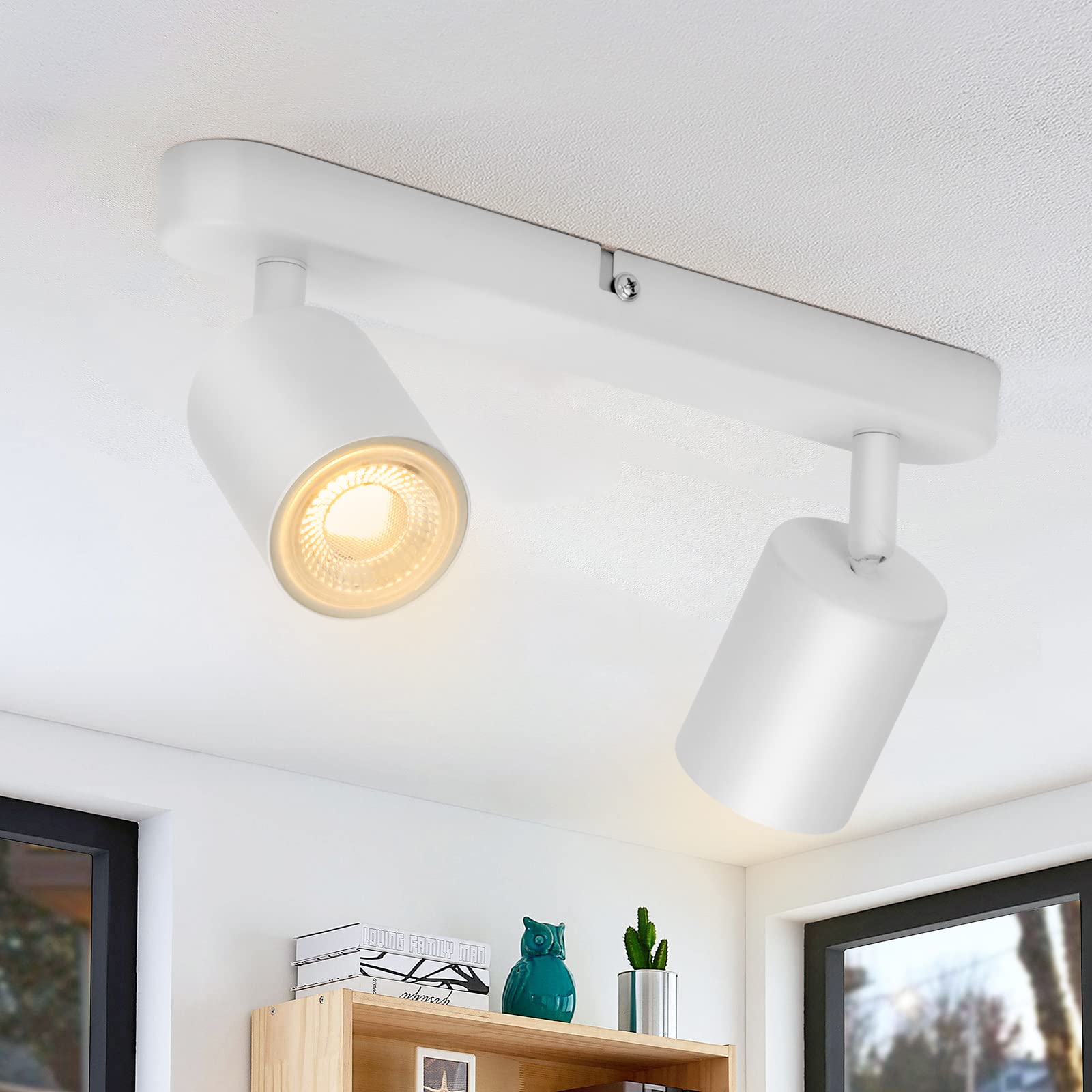 wowatt LED Ceiling Lights Adjustable 2 Way Spot Light Ceiling Bar GU10, White Wall Spotlight Fitting Rotatable Industrial Ceiling Spot Lamp Indoor for Kitchen Bedroom Hallway, GU10 Bulb Not Included
