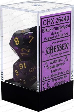 Chessex 26440CHX Die Set, Black/Purple/Gold