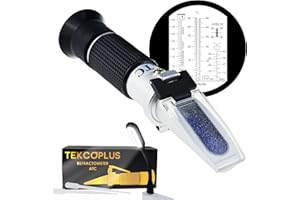 TEKCOPLUS 6 in 1 Automotive Car Refractometer with ATC Windshield Fluid, Coolant Charge Specific Gravity Density Condition
