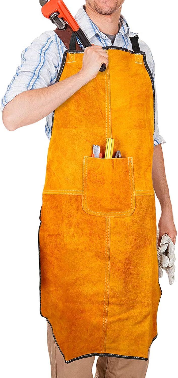 ENJOHOS Leather Apron with Pocket, Heavy Duty Work Welding Apron for