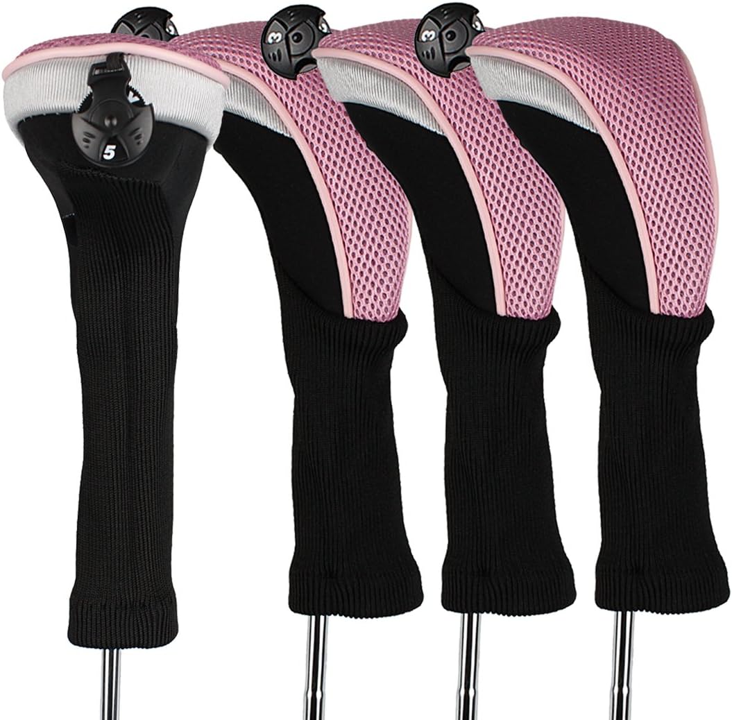 Andux 4pcs/Pack Long Neck Golf Hybrid Club Head Covers with