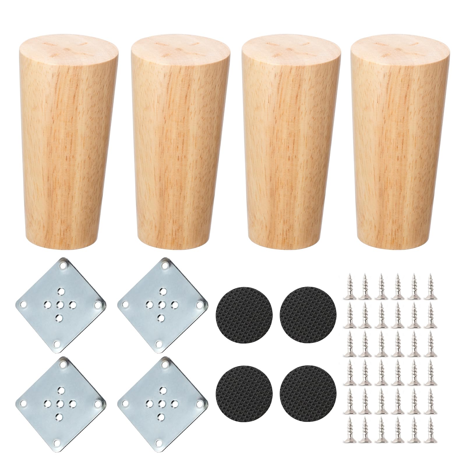 NAKUPENDA Furniture Feet Wooden Set of 4 Sofa Feet Wooden Furniture Legs Straight Tapered Replacement Furniture Feet for Sofa TV Cabinet Bed Couch Chair Tea Cabinet (10 cm Height)
