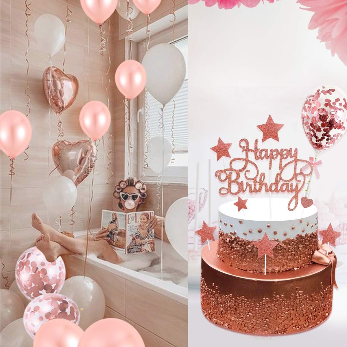 Decorations Anniversaire Happy Birthday Ballons Rose Or Feuille Confettis Ballons Chiffre Feuille Nappe Pour Fille Deco Anniversaire 18ans 30ans Fete Aivatoba Ballons Anniversaire Rose Gold Kit Decorations Et Accessoires De Fete Pour