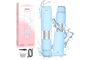 Lanumi Bikini Trimmer Women Body Shaver 2 in 1 Wet Dry Pubic Hair Trimmer Rechargeable Cordless Razor for Face Lip Chin Underarm Legs (Blue)