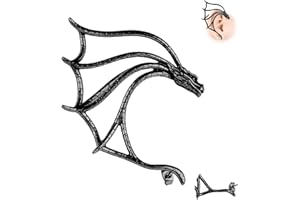 6ixGosh 1PCS Gothic Dragon Ear Cuff Stainless Steel Retro Dragon Earrings Punk Snake Dragon Fish Crocodile Cuff Wrap Earrings Cartilage Climber Ear Earrings Stud for Women Men, Gold/Silver/Black