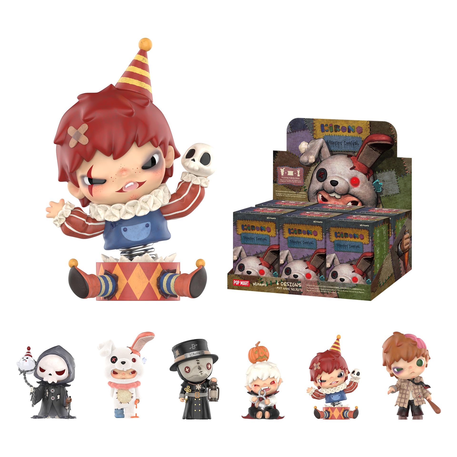 POP MART Hirono Monsters' Carnival Series Blind Box Figures, Collectible Toys Home Decorations, Holiday Birthday Gifts for Girls and Boys, Whole Set