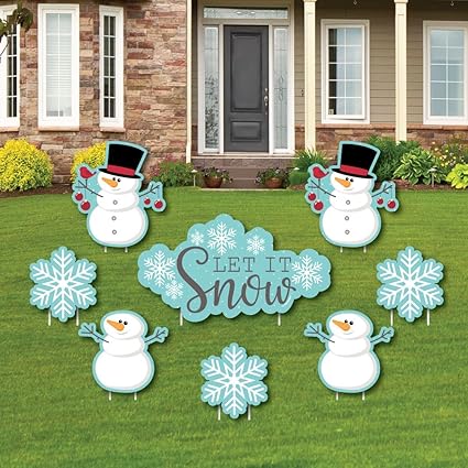 Amazon Com Big Dot Of Happiness Let It Snow Snowman Yard Sign