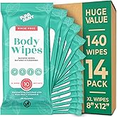 Body Wipes - (14 Pack) - 140 XL Bath Wipes for Adults No Rinse, Adult Wipe for Elderly - Body & Face Gentle Skin Cleansing, Shower Wipe Bathing for Travel, Elderly, Car, Gym, Camping (8x12 Inch)