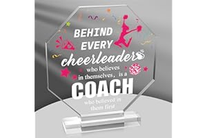 Yopyame Acrylic Cheer Coach Plaque - Cheer Coach Keepsake Paperweights for women Thank You Gift for Coach Cheerleader Birthday Retirement Cheerleading Coach Appreciation Office Desk Decor Acrylic Sign