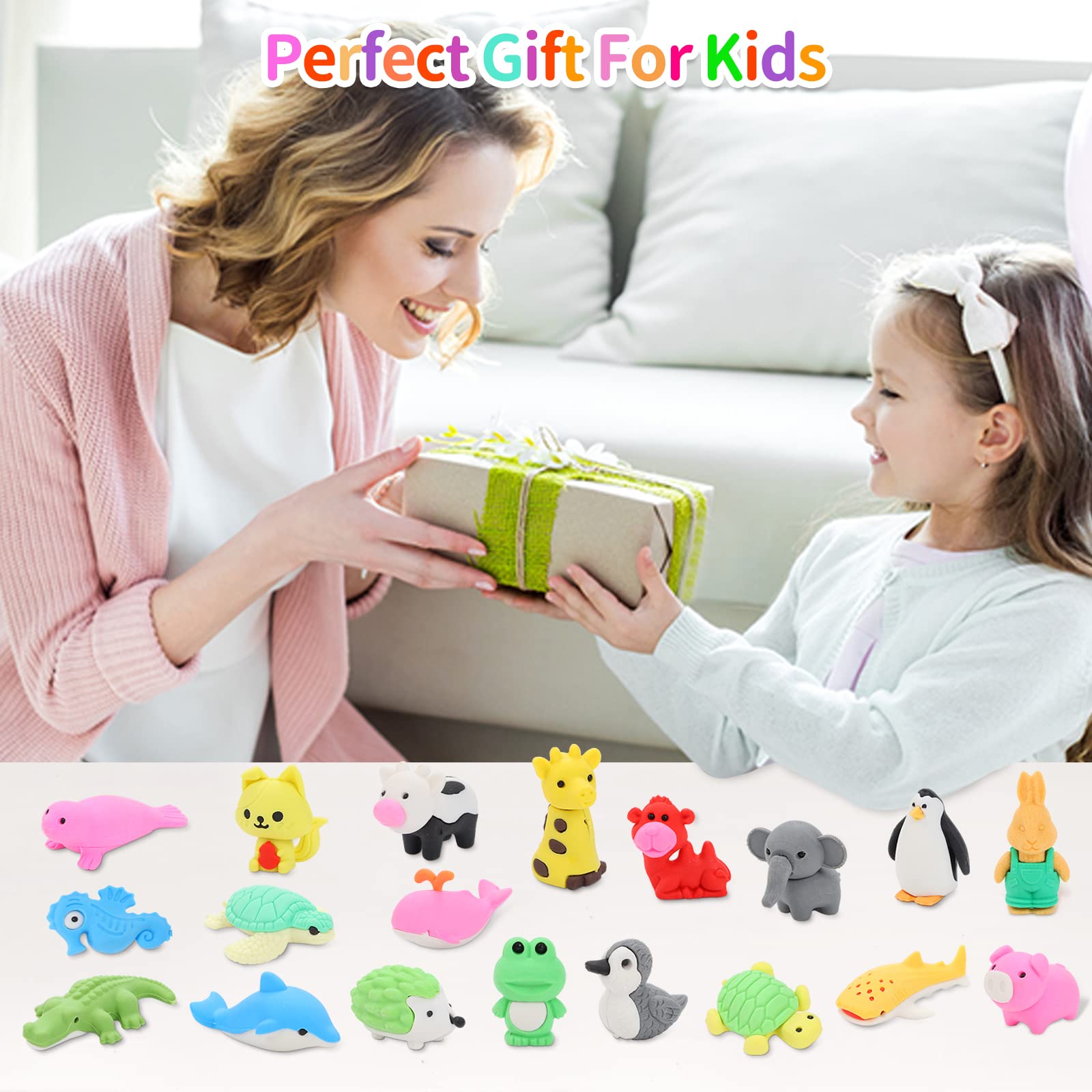 70Pcs Animal Erasers for Kids Desk Pets, 3D Take Apart Animal Pencil Erasers for Kids Classroom Rewards,Game Prizes,Treasure Box Party Favors, Back to School Supplies