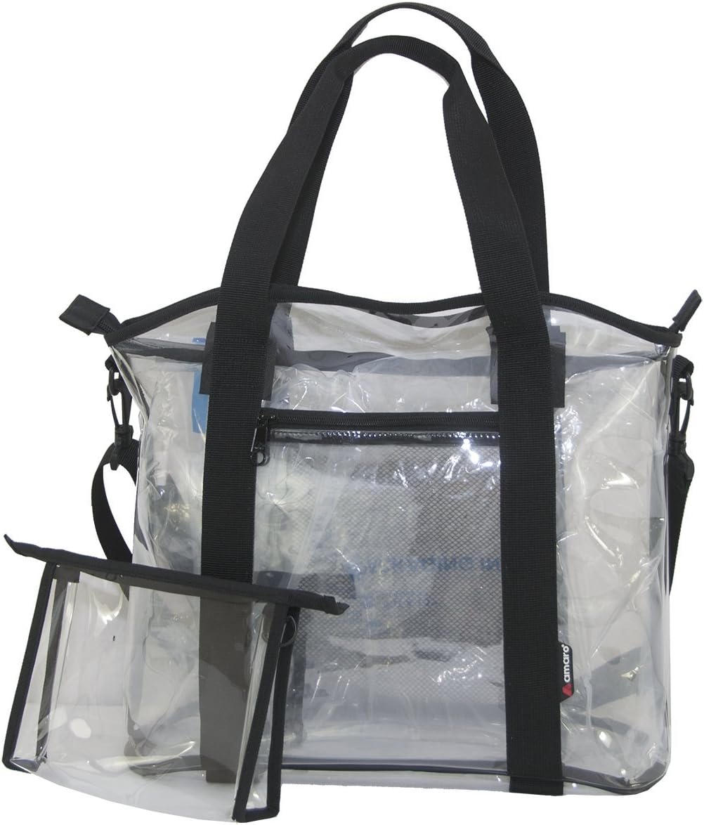 amaro Small Premium Clear Stadium Tote Bag w/Removable Pouch