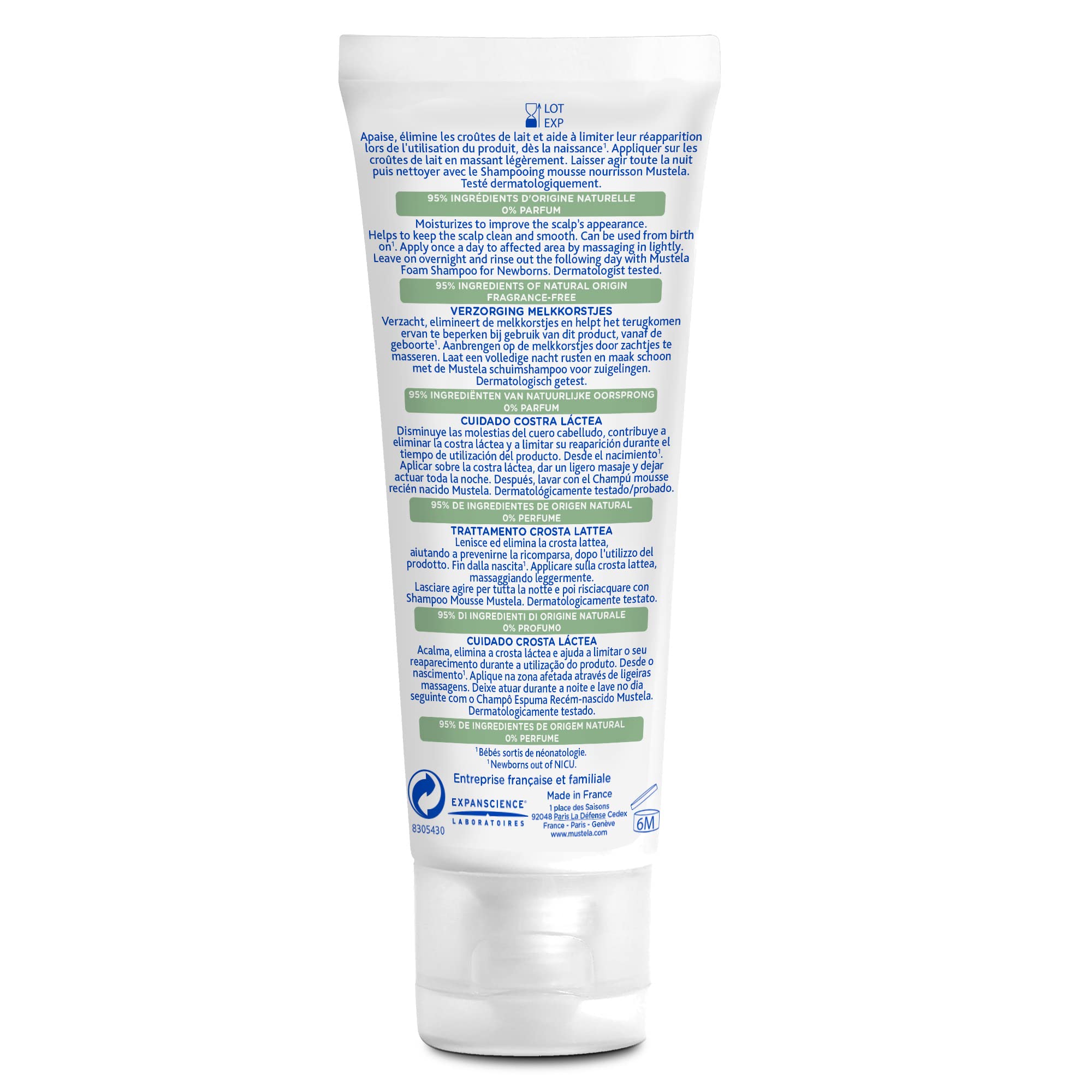 Mustela Baby Cradle Cap Cream - Newborn safe - with Natural Avocado - Paraben Free & Fragrance Free - 1.35 Fluid Ounce
