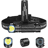 OLIGHT Perun 3 Rechargeable Headlamp Flashlight, 3000 Lumens LED Headlight with Red Light, Waterproof Head Lamp with Headband for Outdoor Camping, Hiking, Working(Black)