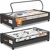 Under Bed Storage with Wheels 2Pack Storage Containers with Clear Window | Under Bed Drawers Rolling Under Bed Storage for Clothes,Shoes, Blankets (30.71 x 16.93 x 6.69 in, Dark Grey)