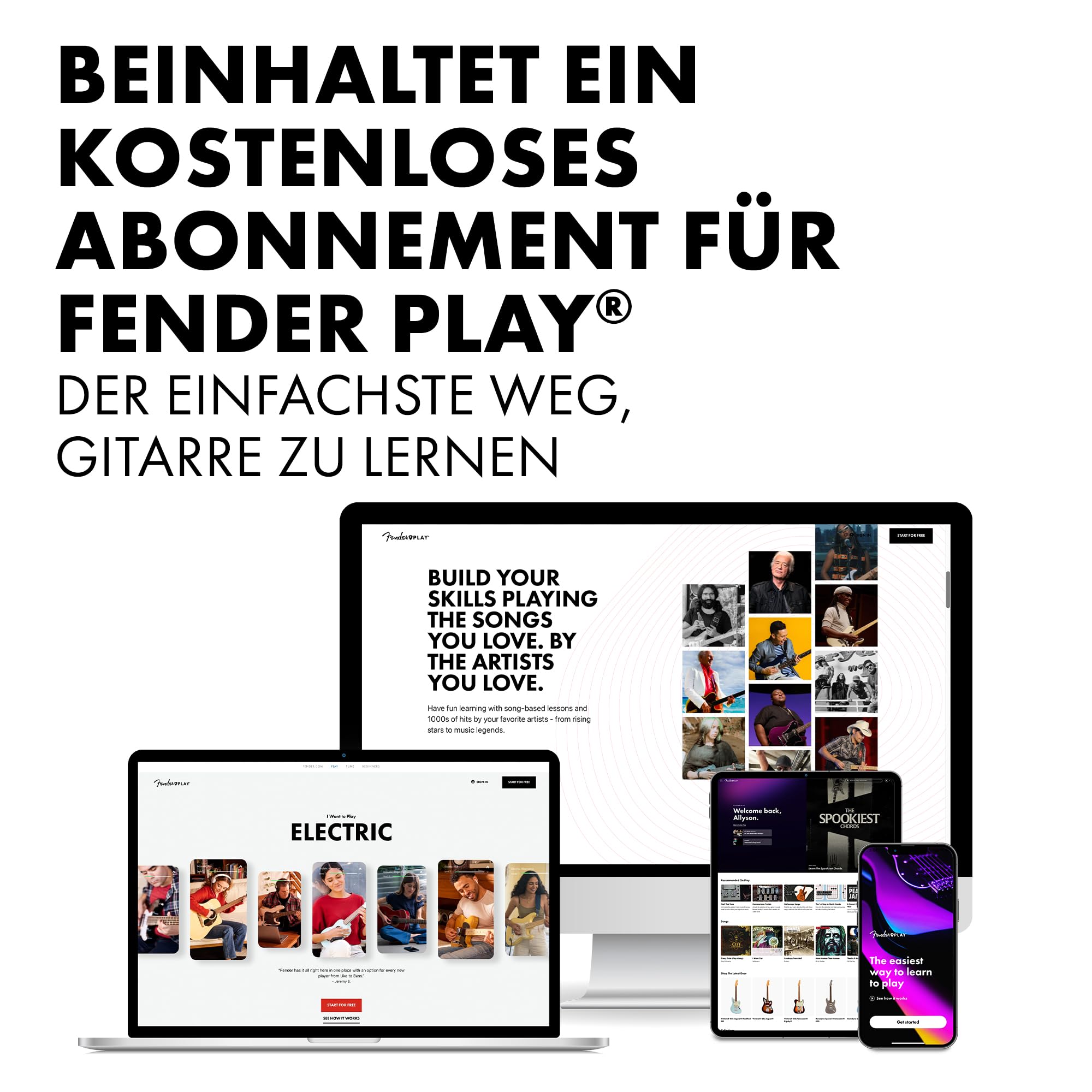 Squier by Fender Debut Collection Stratocaster E-Gitarre, Laurel-Griffbrett, Weißes Schlagbrett, 2-Farb-Sunburst 5