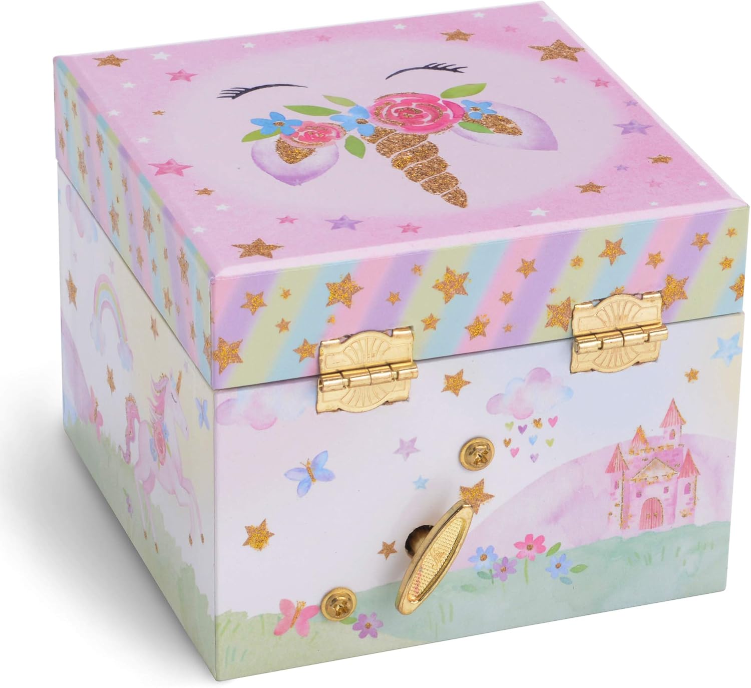 Jewelkeeper Musical Jewelry Box with Spinning Unicorn, Glitter Rainbow and Stars Design, The Unicorn Tune: Toys & Games