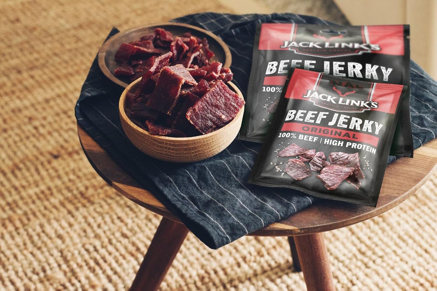Jack Links Beef Jerky Original – 12er Pack (12 x 40g) – Trockenfleisch Eiweiß Snacks - High Protein Snack für Gym, Fitness, Outdoor - American Food für Menschen - Dörrfleisch Chips aus Rind Fleisch 5