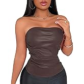 Sliot Sexy Leather Corset Top for Women - Edgy Clubwear, Party Outfit Stretchable Tube Bustier