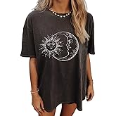 CSDAJIO Women's Casual Short Sleeve Loose Shirt Oversized T-Shirt Trendy Going Out Crew Neck Summer Graphic Tees