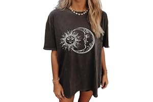 CSDAJIO Women's Casual Short Sleeve Loose Shirt Oversized T-Shirt Trendy Going Out Crew Neck Summer Graphic Tees