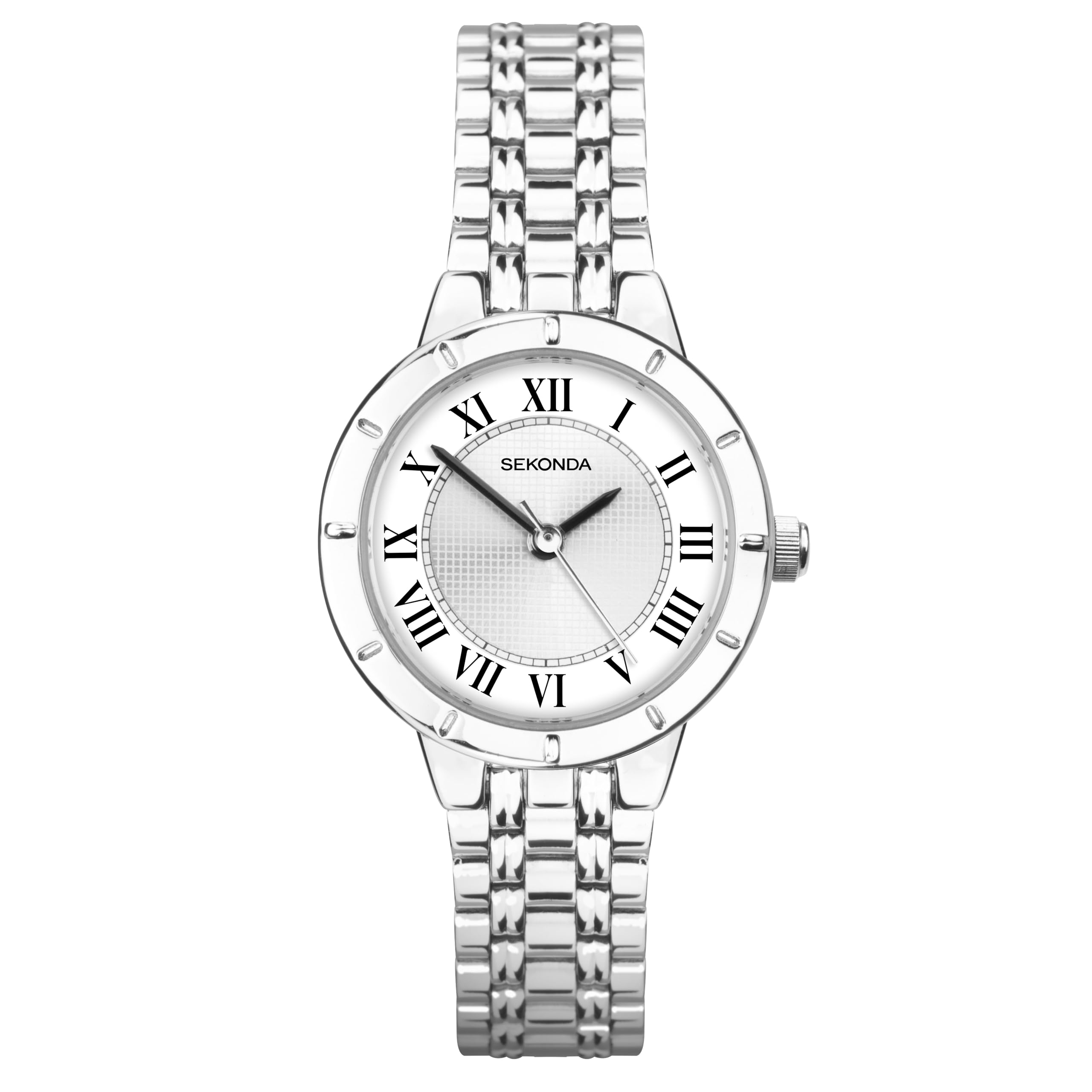 Sekonda Perry 27mm Classic Silver Ladies Watch Roman Markers White Dial with Stainless Steel Strap