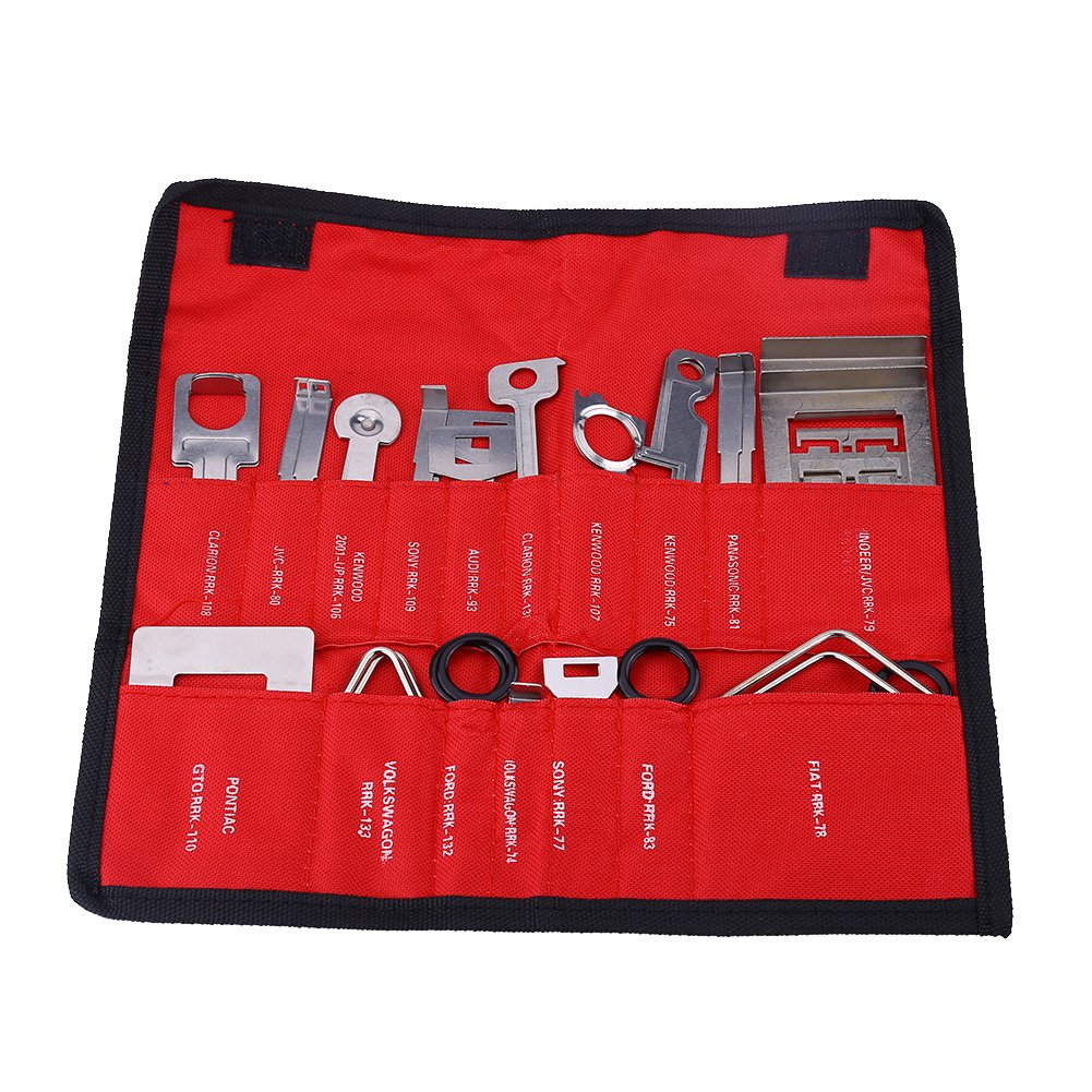 38pcs Carbon Steel Car Radio Stereo Removal Installer Pry Tool Kit for M ercedes B MW V W A udi F ord(Red) car repair kit