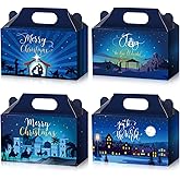 Funrous 24 Pack Christmas Nativity Boxes Religious Gift Treat Boxes for Cookie Candy Goodie Party Favor Christian with Lid Small Bulk Nativity Scene Bag Merry Christmas Jesus Holiday Party Supplies