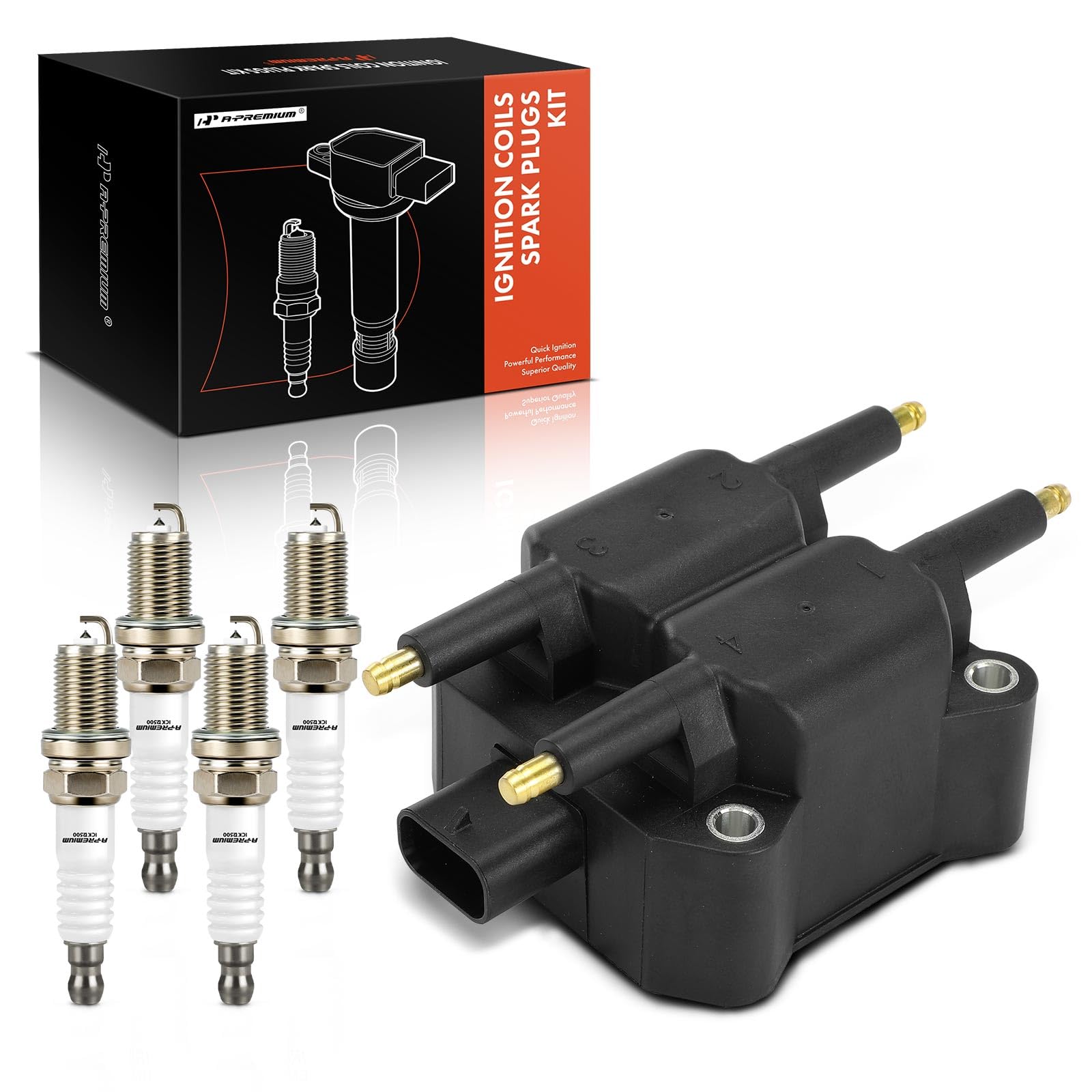 Photo 1 of **TWO PLUGS USED SEEN IN PHOTO**A-Premium 1x Ignition Coil Pack and 4x Iridium Spark Plugs Compatible with Dodge Neon 1995-1996, Stratus 1995-1996 & Plymouth Breeze 1996, Neon 1995-1996, 2.0L, Replace# E8BZ12029B